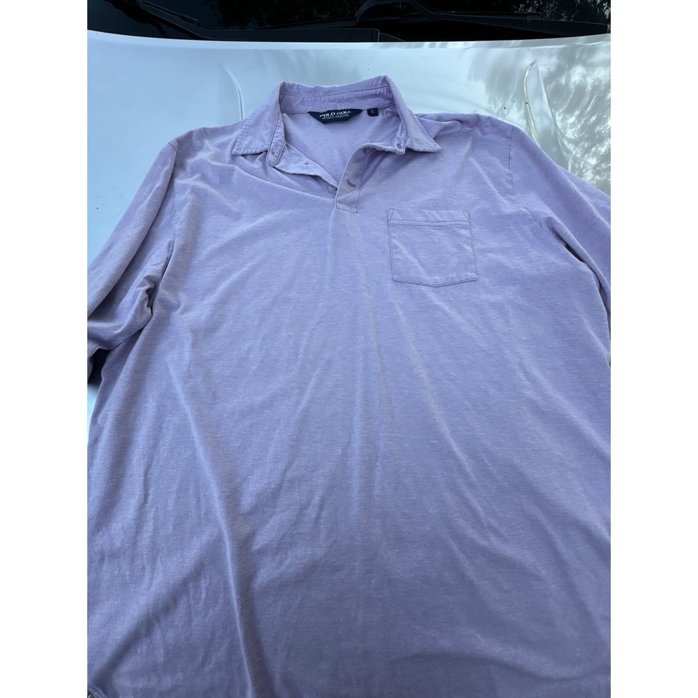 Ralph Lauren polo golf size large men pima cotton front pocket Purple Sea Island